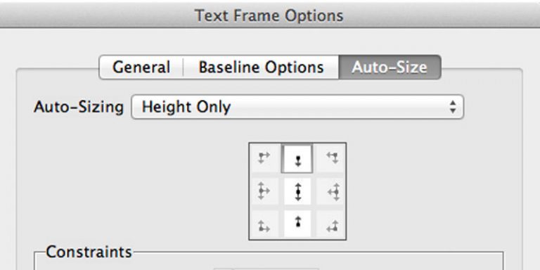 Text Frame Options screenshot